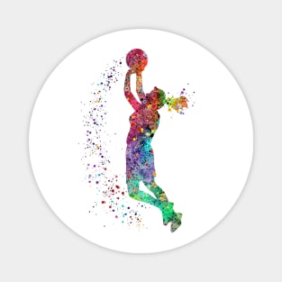 Girl Basketball Painting Watercolor Art Print Sports Gifts Magnet